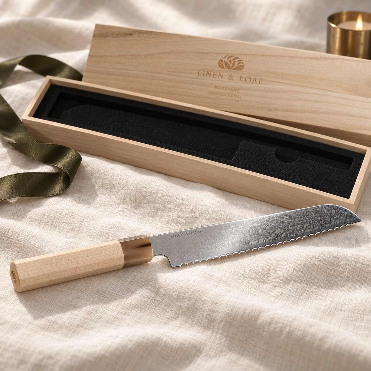 Linen & Loaf Signature Bread Knife with wooden presentation box